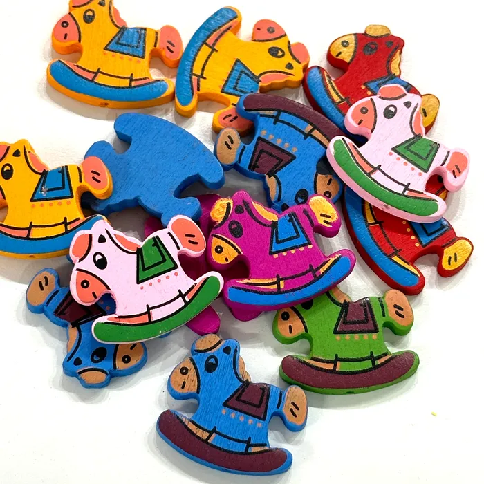 Colorful Wooden Rocker Charms Peppy Beads Earrings