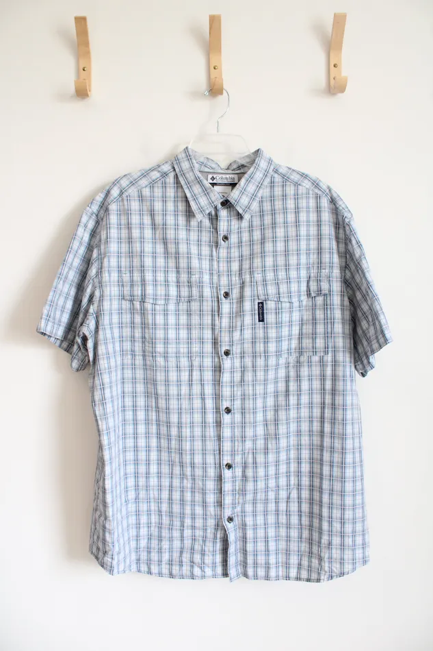 Columbia Rings Columbia Blue Plaid Short Sleeved Button Down Shirt XXL