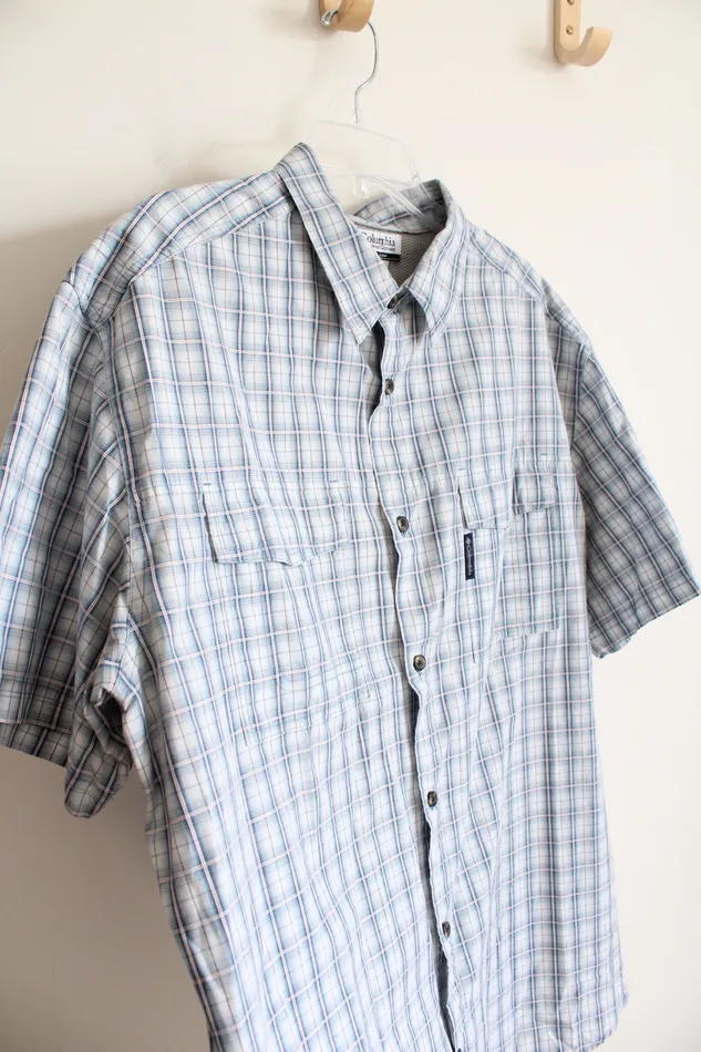 Columbia Rings Columbia Blue Plaid Short Sleeved Button Down Shirt XXL