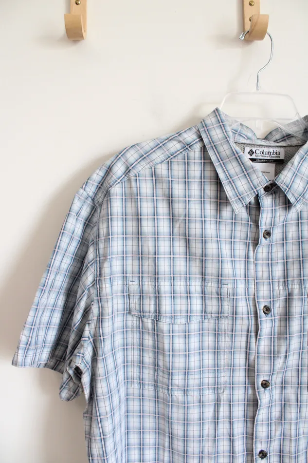 Columbia Rings Columbia Blue Plaid Short Sleeved Button Down Shirt XXL