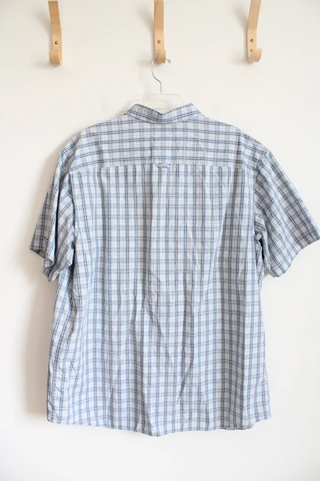 Columbia Rings Columbia Blue Plaid Short Sleeved Button Down Shirt XXL