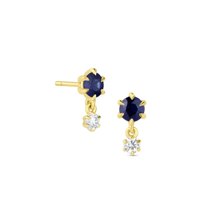 Consider the Wldflwrs Earrings 6 Prong Sapphire and Diamond Drop Stud Earrings Consider the Wldflwrs Earrings 6 Prong Sapphire and Diamond Drop Stud Earrings