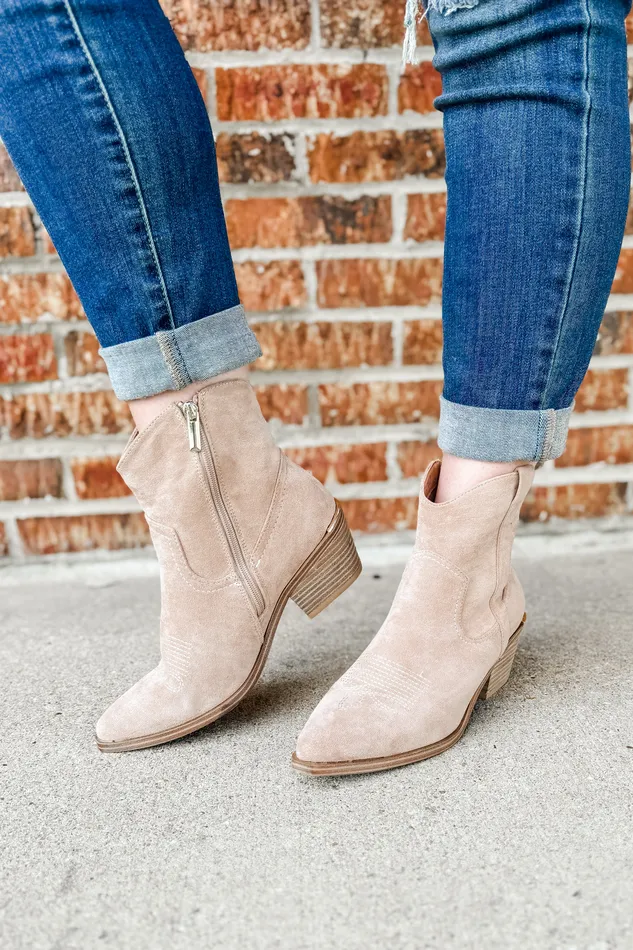 Corkys Earrings Corkys Quittin Time Faux Suede Bootie Sand
