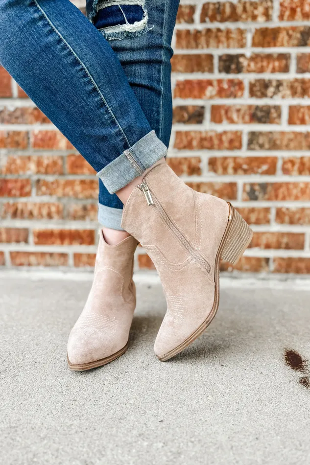 Corkys Earrings Corkys Quittin Time Faux Suede Bootie Sand