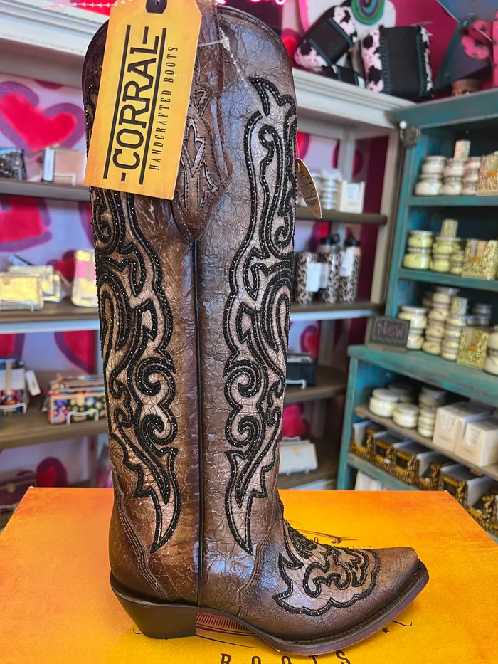 CORRAL CORRAL WOMENS TOBACO CRACKLED EMBROIDERED WESTERN BOOT A4773 Earrings CORRAL CORRAL WOMENS TOBACO CRACKLED EMBROIDERED WESTERN BOOT A4773 Earrings