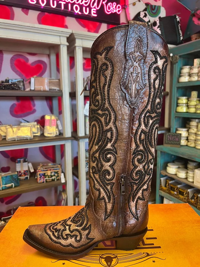CORRAL CORRAL WOMENS TOBACO CRACKLED EMBROIDERED WESTERN BOOT A4773 Earrings CORRAL CORRAL WOMENS TOBACO CRACKLED EMBROIDERED WESTERN BOOT A4773 Earrings