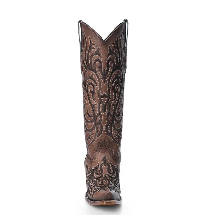 CORRAL Earrings CORRAL WOMENS BROWN EMBROIDERY STITCH TALL WESTERN BOOTS Z5307