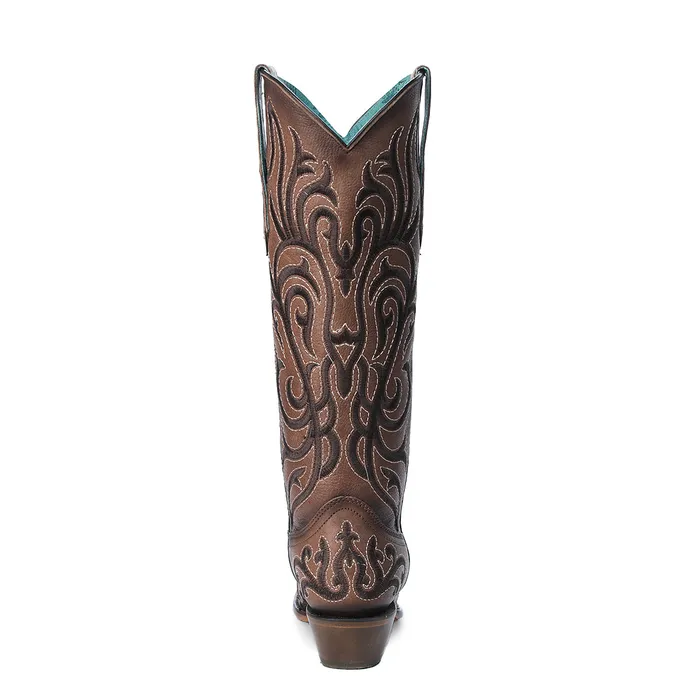 CORRAL Earrings CORRAL WOMENS BROWN EMBROIDERY STITCH TALL WESTERN BOOTS Z5307