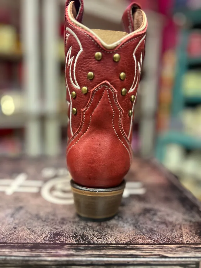 CORRAL Rings CIRCLE G WOMENS RED EMBROIDERY STUDS ANKLE WESTERN BOOT L6161