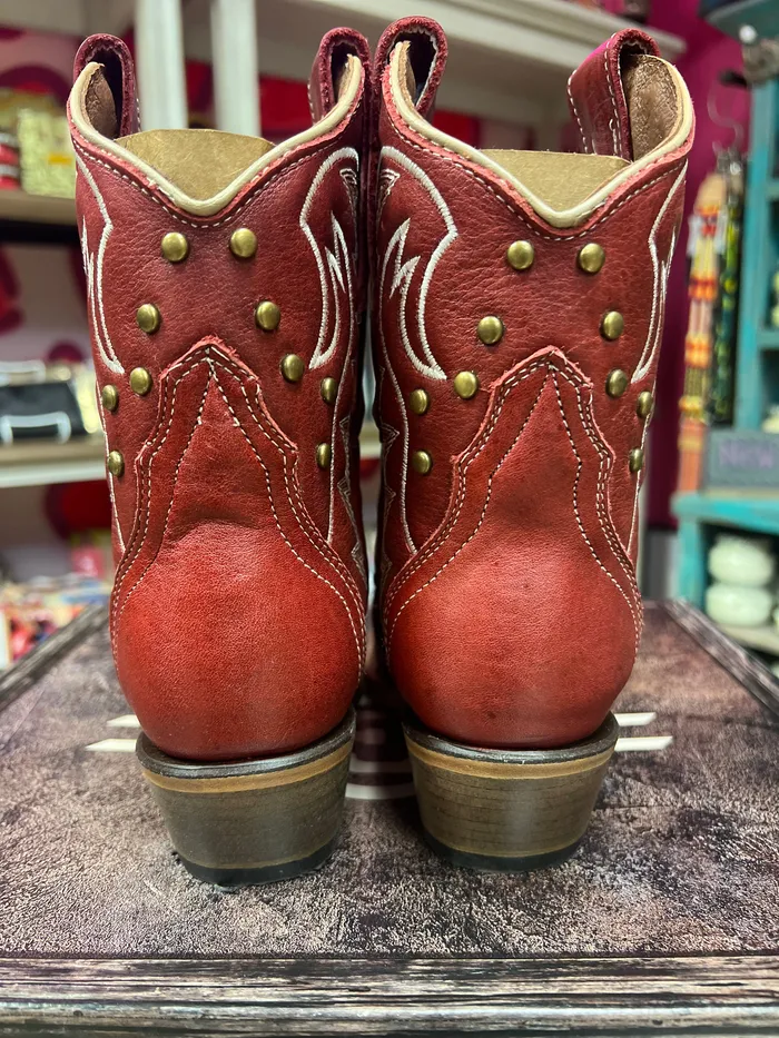CORRAL Rings CIRCLE G WOMENS RED EMBROIDERY STUDS ANKLE WESTERN BOOT L6161