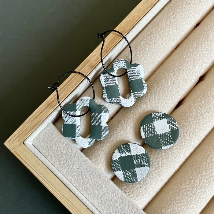 Dark Sage Polymer Clay Drop Earrings set of 2 LAMI Earrings