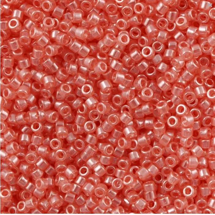 DB1481 Transparent Salmon Luster Miyuki Delica 110 Peppy Beads Earrings