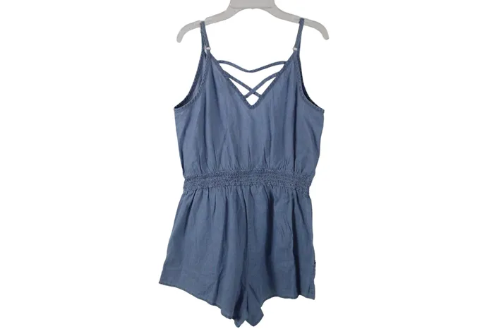Derek Heart Necklaces Derek Heart Chambray Romper M