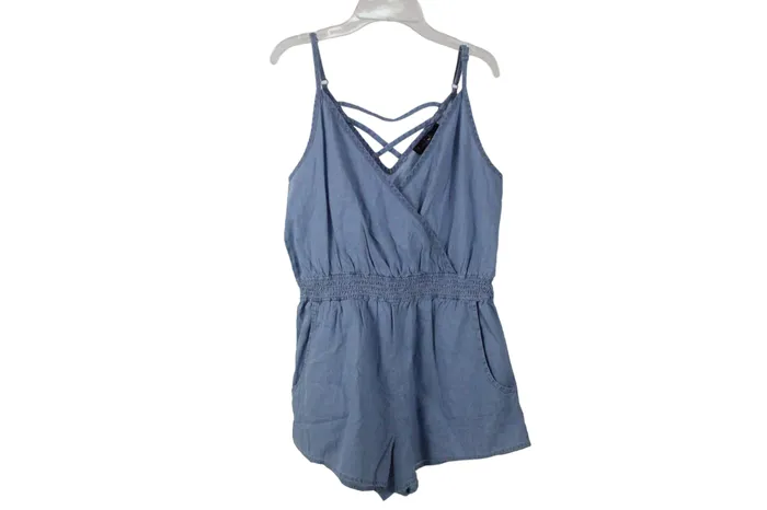 Derek Heart Necklaces Derek Heart Chambray Romper M
