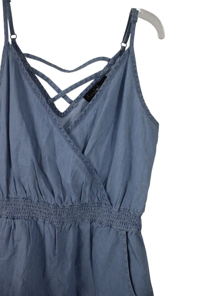 Derek Heart Necklaces Derek Heart Chambray Romper M