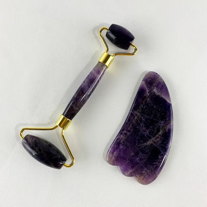 DharmaCrafts Earrings Facial Roller and Gua Sha Set