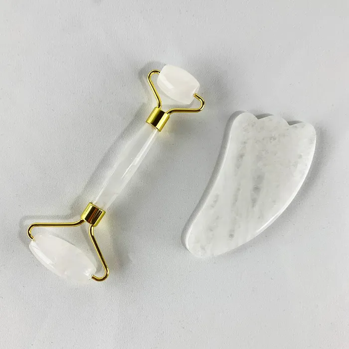 DharmaCrafts Earrings Facial Roller and Gua Sha Set