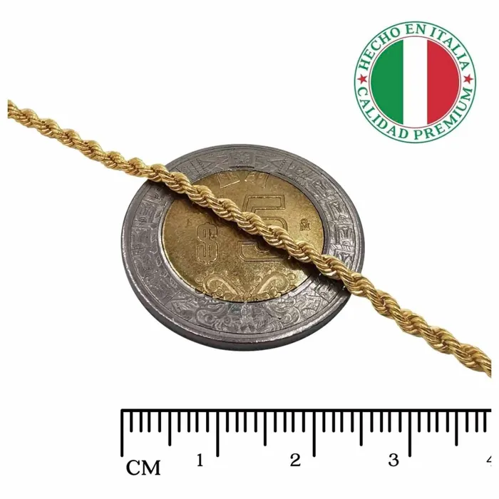 Dije Cruz Oro 10K y Cadena Torzal 22mm Italy Gold Shield Necklaces