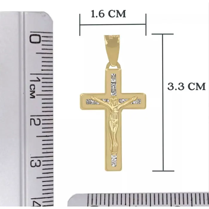 Dije Cruz Oro 10K y Cadena Torzal 22mm Italy Gold Shield Necklaces