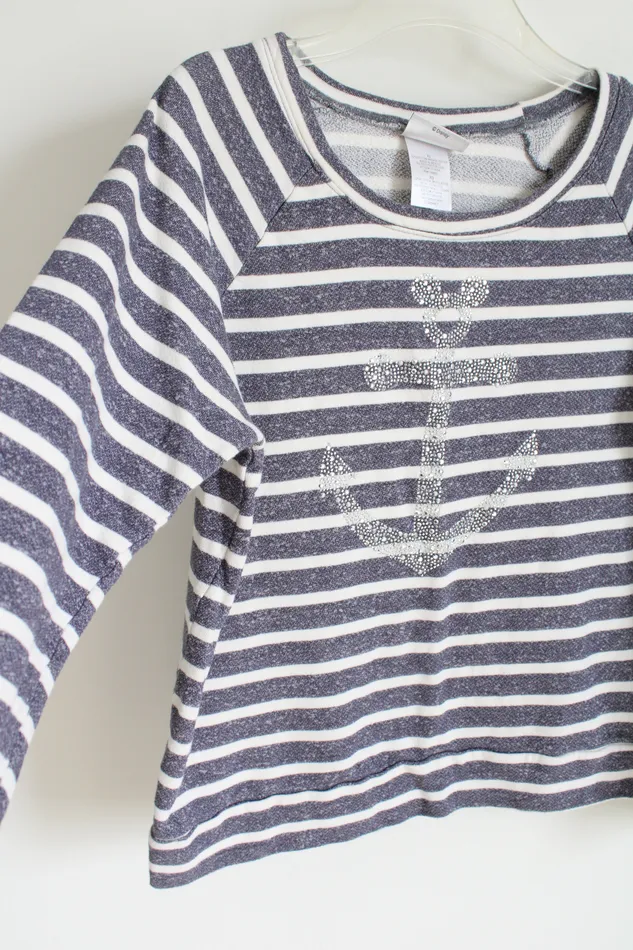 Disney Cruise Line Blue Striped Anchor Shirt Youth XL 16 Disney Rings