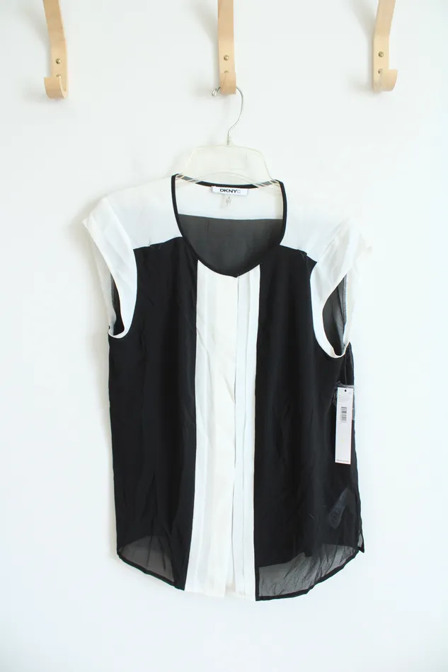 DKNYC Rings NEW DKNYC Black White Pleated Front Top M