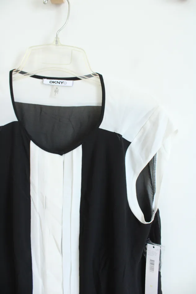 DKNYC Rings NEW DKNYC Black White Pleated Front Top M