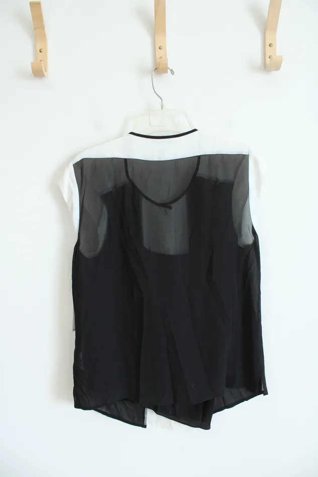DKNYC Rings NEW DKNYC Black White Pleated Front Top M