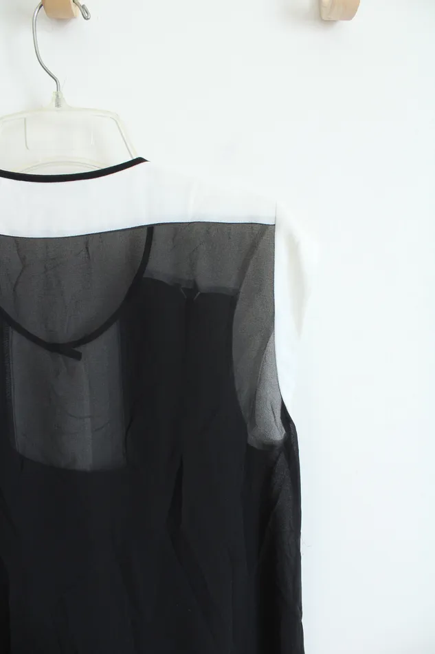 DKNYC Rings NEW DKNYC Black White Pleated Front Top M