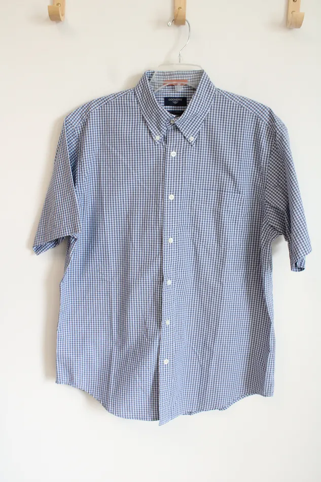 Dockers Dockers Blue Plaid Button Down Shirt L Rings