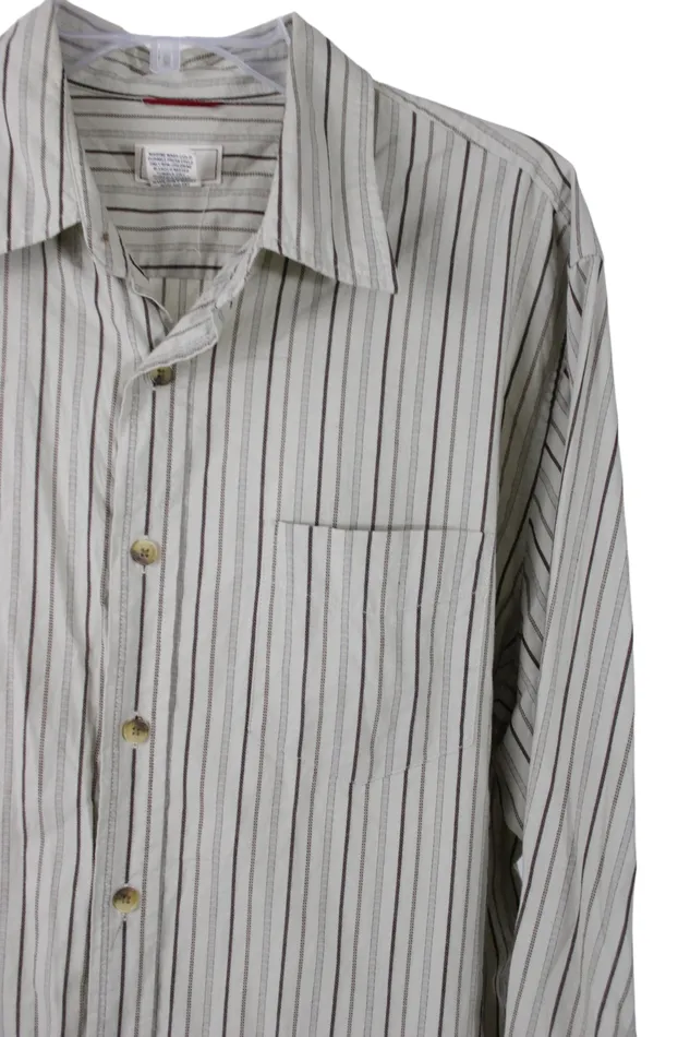 Dockers Tan Brown Striped Button Down L Dockers Earrings