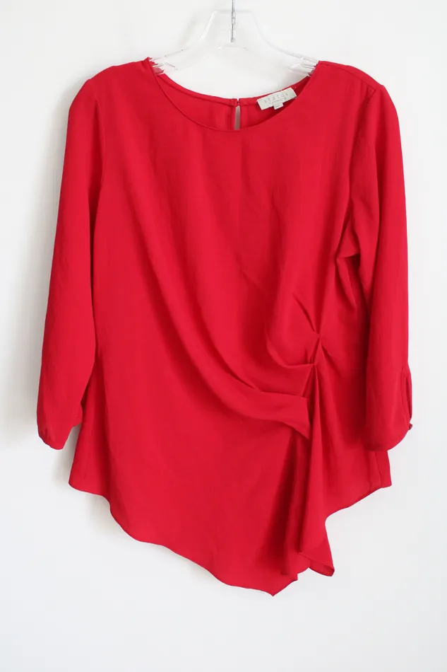 Dressbarn NEW Dressbarn Status By Chenault Red Dress Shirt S Earrings