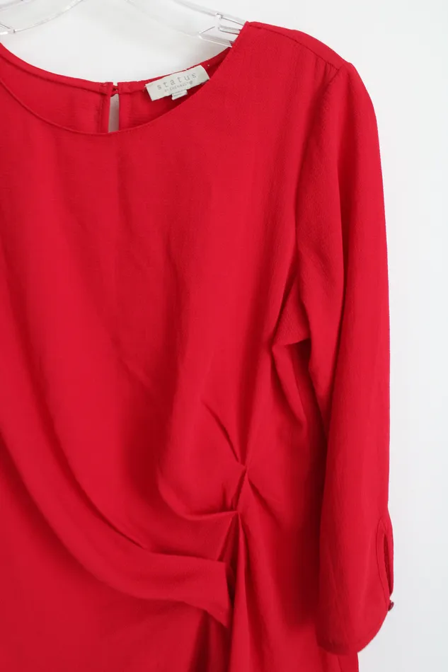 Dressbarn NEW Dressbarn Status By Chenault Red Dress Shirt S Earrings