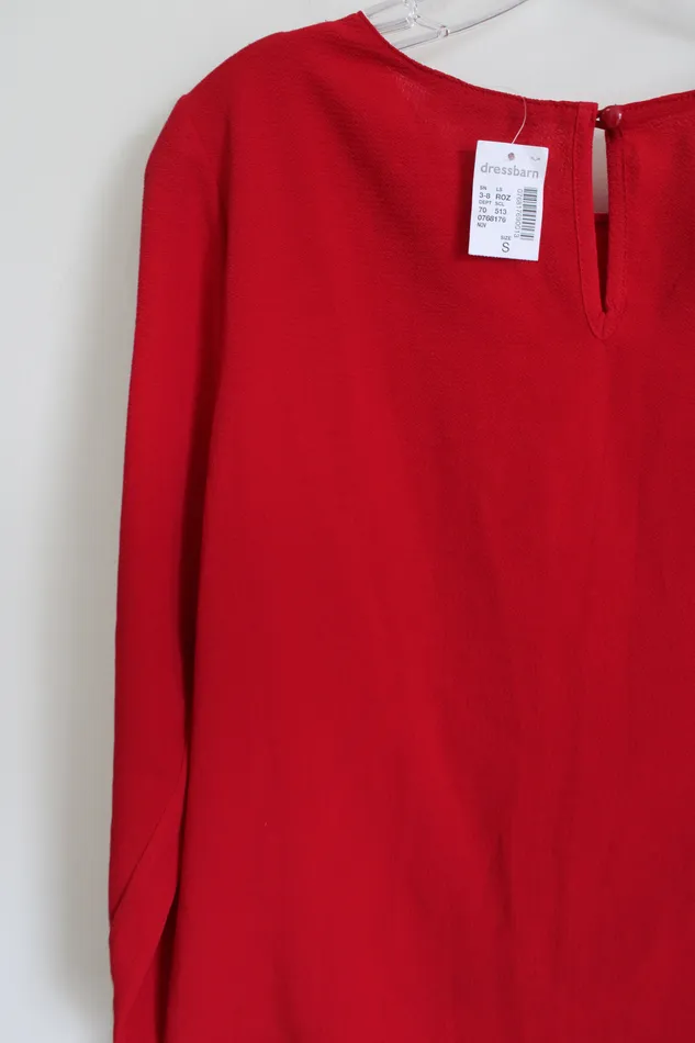 Dressbarn NEW Dressbarn Status By Chenault Red Dress Shirt S Earrings