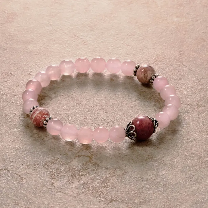Drukomalas Earrings Stretchy Rose Quartz Mala
