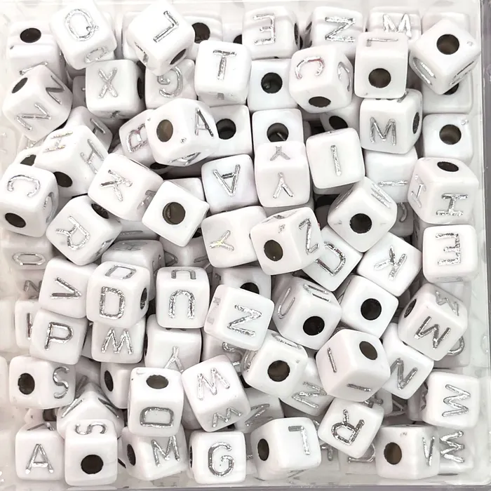 Earrings 10mm Acrylic Cube Alphabet Beads 100 pcs in a pack Peppy Beads