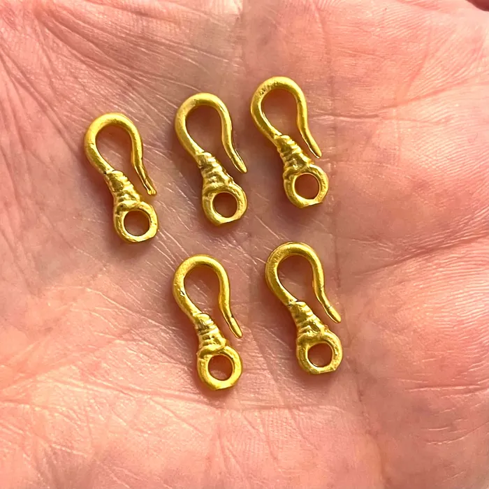 Earrings 24Kt Matte Gold Plated 16mm Brass Hook Charms 5 pcs in a pack Peppy Beads