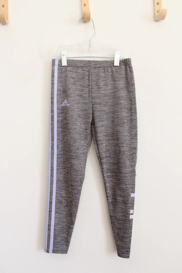 Earrings Adidas Adidas Regular Fit Gray Purple Stripe Leggings Youth 6X