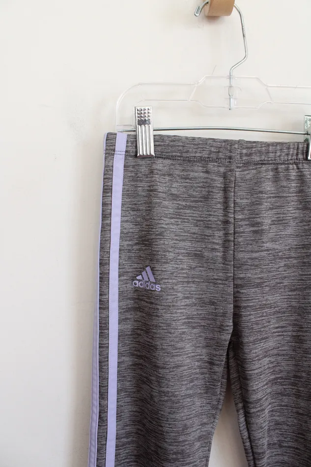 Earrings Adidas Adidas Regular Fit Gray Purple Stripe Leggings Youth 6X
