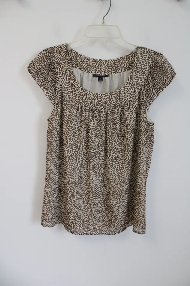 Earrings Anne Klein Anne Klein Brown Tan Patterned Cap Sleeved Top M