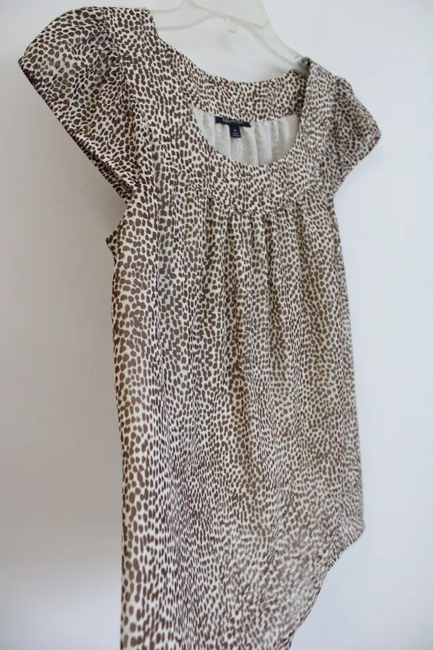 Earrings Anne Klein Anne Klein Brown Tan Patterned Cap Sleeved Top M