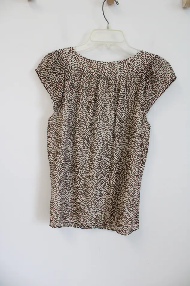Earrings Anne Klein Anne Klein Brown Tan Patterned Cap Sleeved Top M