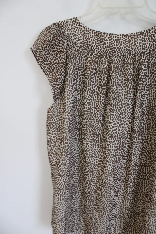 Earrings Anne Klein Anne Klein Brown Tan Patterned Cap Sleeved Top M