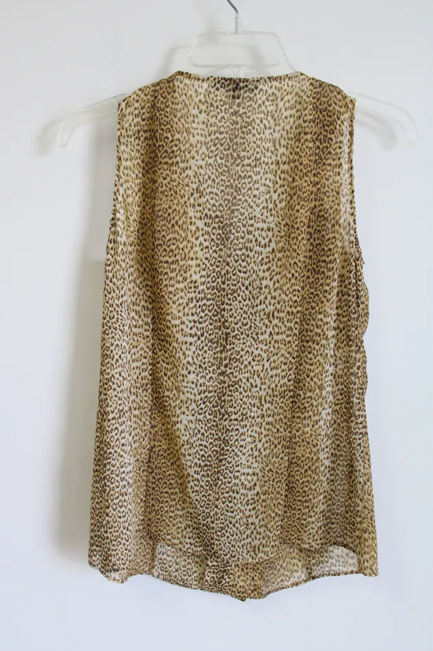 Earrings Anne Klein Cheetah Print Ruffle Blouse S Anne Klein