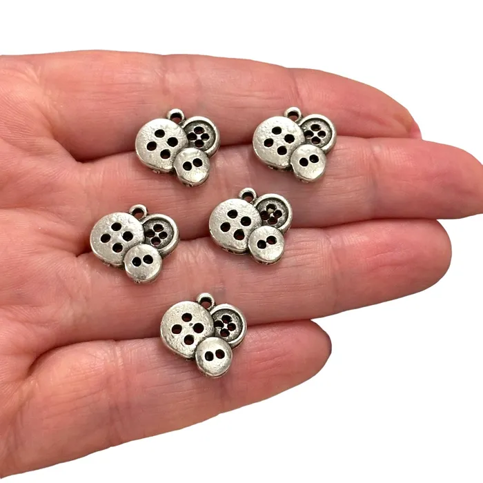 Earrings Antique Silver Plated Buttons Charms Silver Sewing Charms 5 pcs in a pack Peppy Beads Earrings Antique Silver Plated Buttons Charms Silver Sewing Charms 5 pcs in a pack Peppy Beads