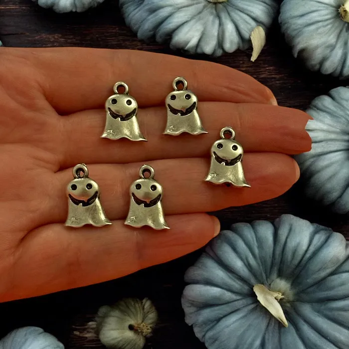 Earrings Antique Silver Plated Ghost Charms Halloween Collection 5 pcs in a pack Peppy Beads Earrings Antique Silver Plated Ghost Charms Halloween Collection 5 pcs in a pack Peppy Beads