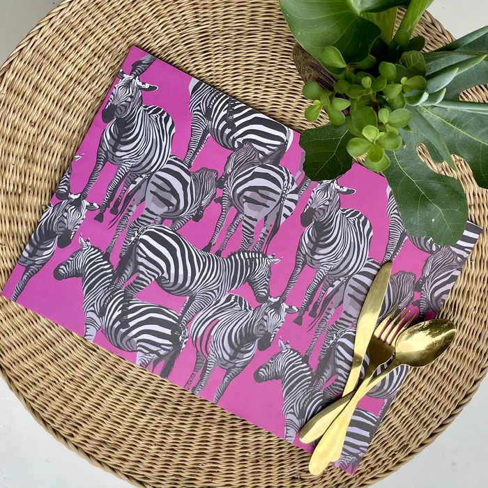 Earrings BALI TRADING Pink Zebra Paper Placemats