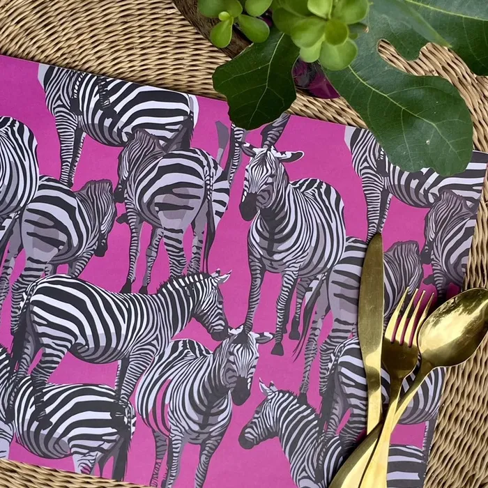Earrings BALI TRADING Pink Zebra Paper Placemats