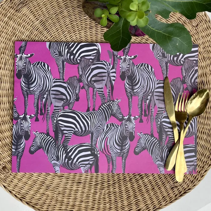 Earrings BALI TRADING Pink Zebra Paper Placemats