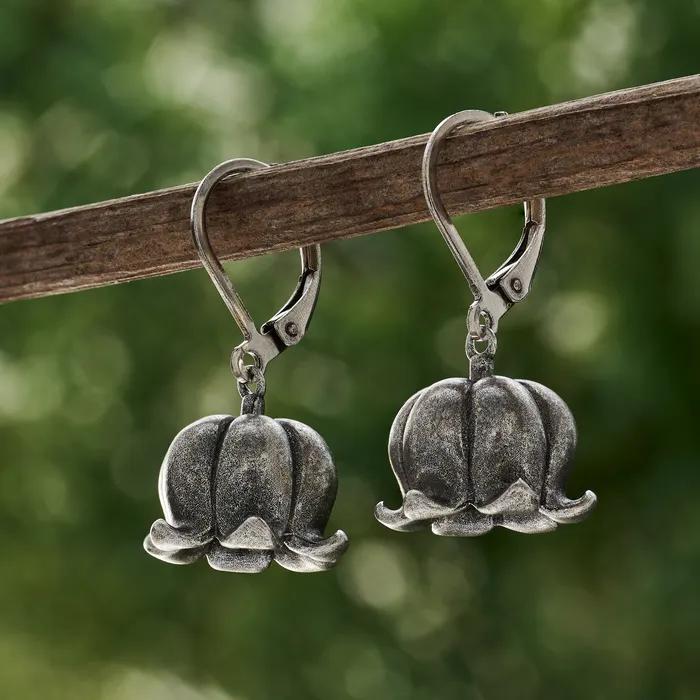 Earrings Chadds Ford Jewelry Vintage Lily of the Valley Leverback Earrings Distressed Silver