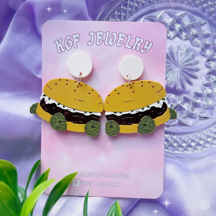 Earrings Chive My Car Burger Acrylic Earrings Keychains Pins KGF Jewelry